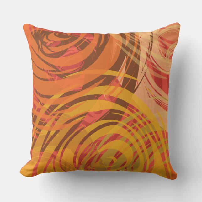 Firey Orange SPIRAL DESIGN Retro Throw Pillow (Front)