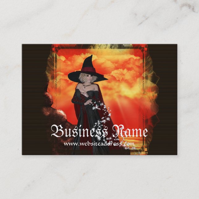 Firey Witch 1  Fantasy Business Cards (Front)
