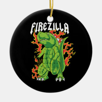 Firezilla Green And Fire Monster Ceramic Ornament