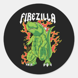 Firezilla Green And Fire Monster Classic Round Sticker
