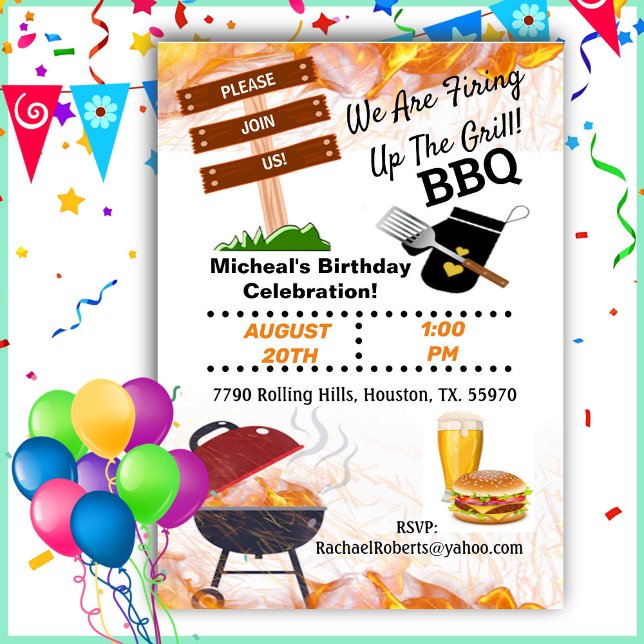 Firing Up The Grill Birthday Barbecue Invitation (Creator Uploaded)