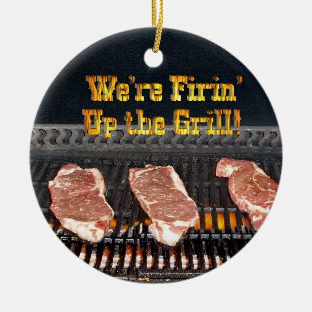 Firing up the Grill! Ceramic Tree Decoration (Front)