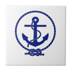Firmly Anchored Nautical Anchor Coastal Artwork Ceramic Tile