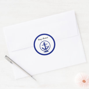 Firmly Anchored Nautical Anchor Coastal Artwork Classic Round Sticker