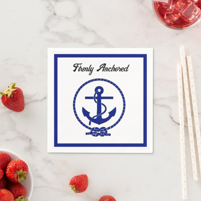Firmly Anchored Nautical Anchor Coastal Artwork Napkin (Insitu)