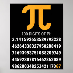 First 100 Digits Of Pi 67 Nerds Geeks Math Teacher Poster