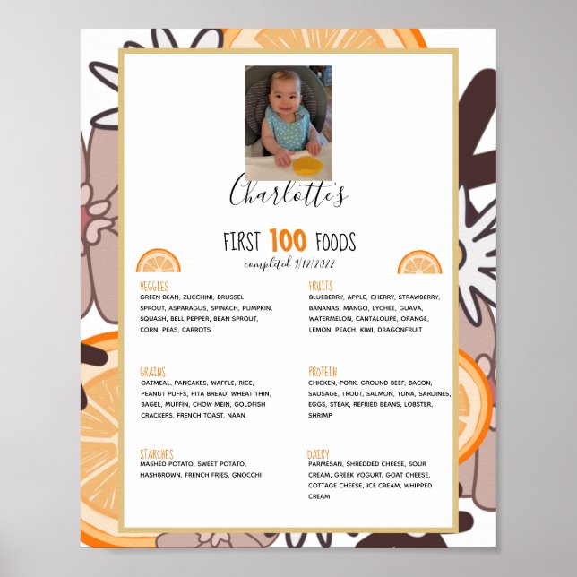 First 100 Foods Baby Weaning Poster (Front)