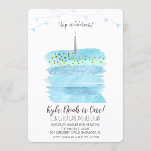 First 1st Birthday Cake Invitation