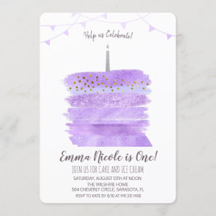 First 1st Birthday Cake Invitation