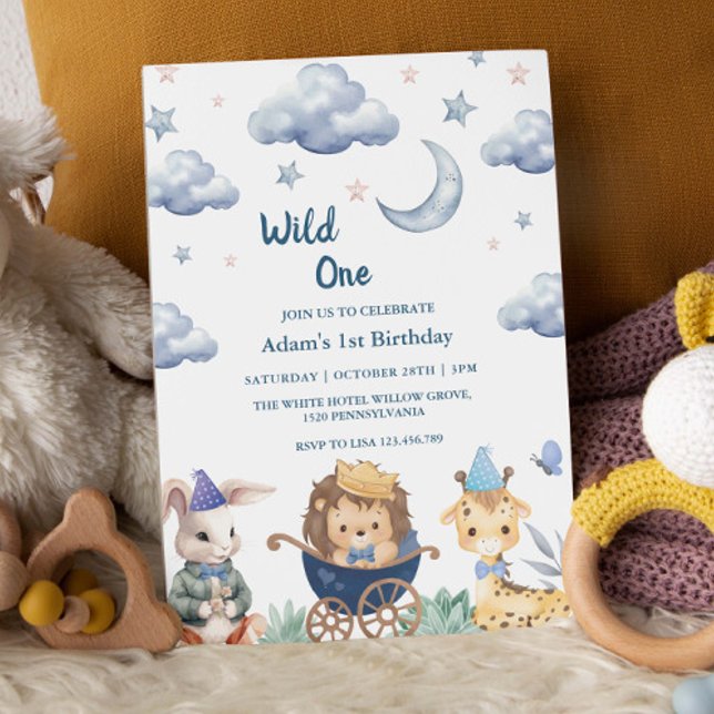 First 1st Birthday Safari Wild One animals Invitation (Creator Uploaded)