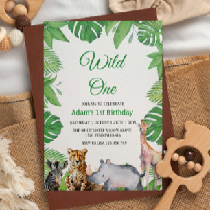 First 1st Birthday Safari Wild One Invitation