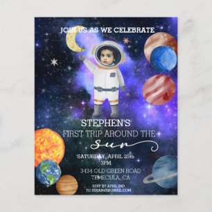 First 1st Birthday Space Astronaut Galaxy Planets