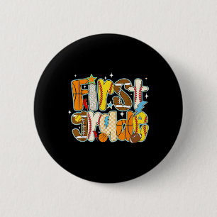 First 1st Grade Boy Baseball Basketball Football S 6 Cm Round Badge