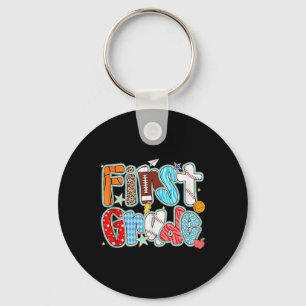 First 1st Grade Boy Baseball Basketball Football S Key Ring