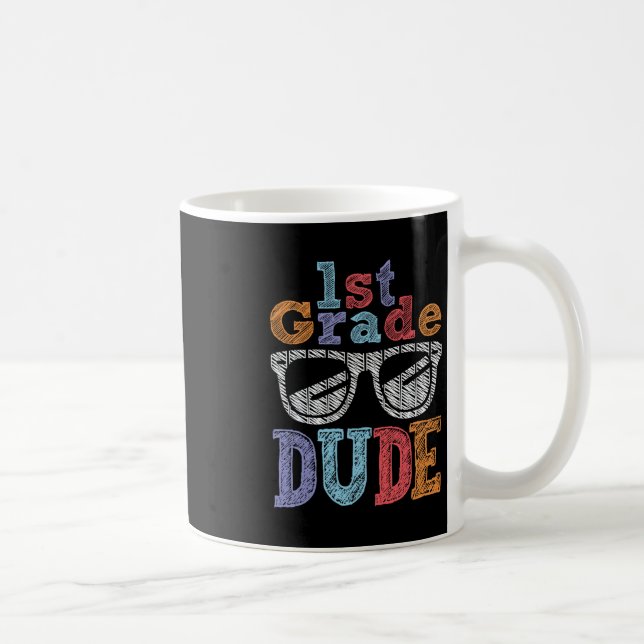 First 1st Grade Dude Back To School Student Boy Gi Coffee Mug (Right)