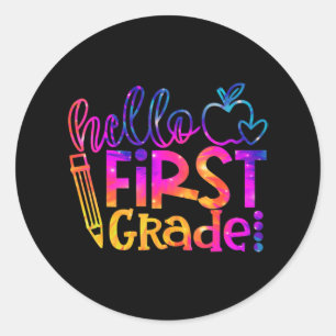 First 1st Grade Teacher First Day Back To School T Classic Round Sticker