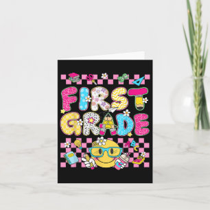 First 1st Grade Teacher Kid Back To School Preppy Card