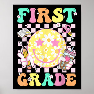 First 1st Grade Teacher Kid Preppy First Day Of Sc Poster