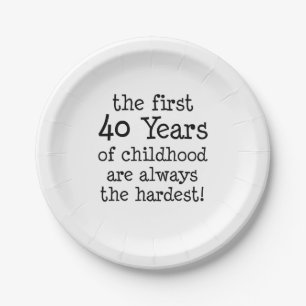 First 40 Years Of Childhood Paper Plate