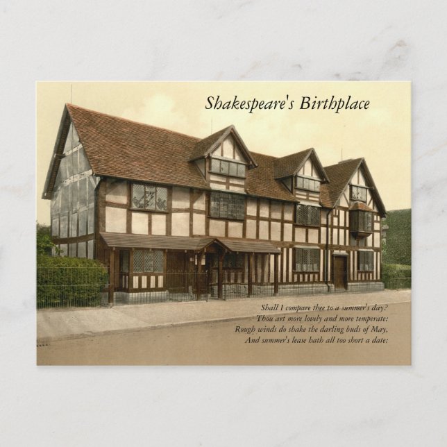 First 4 Lines of Sonnet # 18 by Shakespeare Postcard (Front)