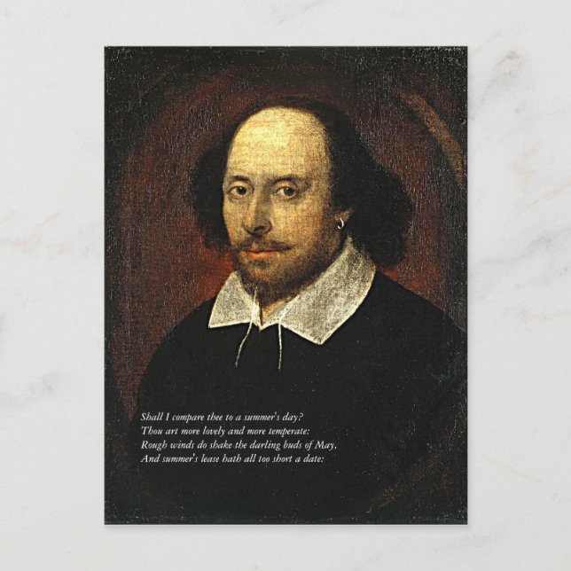 First 4 Lines of Sonnet # 18 by Shakespeare Postcard (Front)