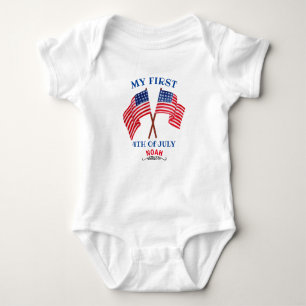 First 4th of July 4th Toddler Patriotic USA Flag B Baby Bodysuit