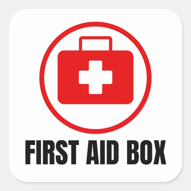First Aid box Sign  Square Sticker (Front)