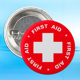 First Aid (Cross) - Ambulance, Help, Doctor 6 Cm Round Badge