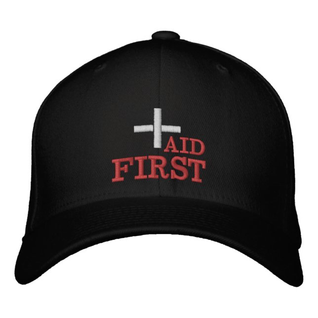 First Aid embroidered baseball cap Red / B|ack (Front)