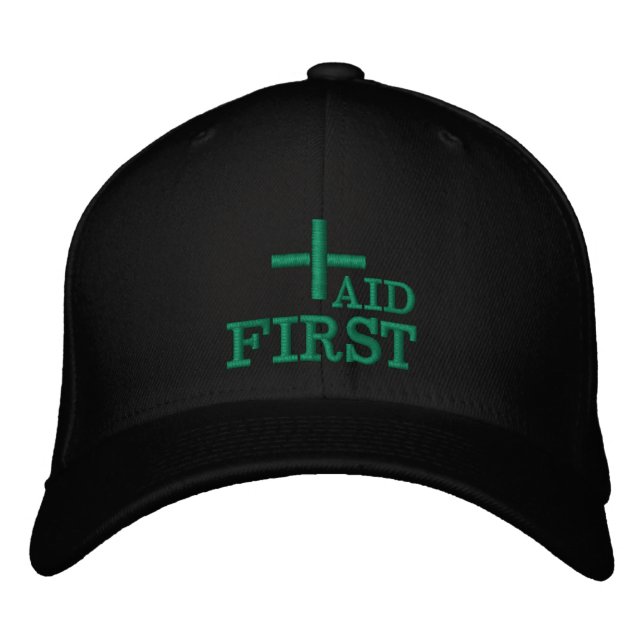 First Aid embroidered baseball cap White / green (Front)
