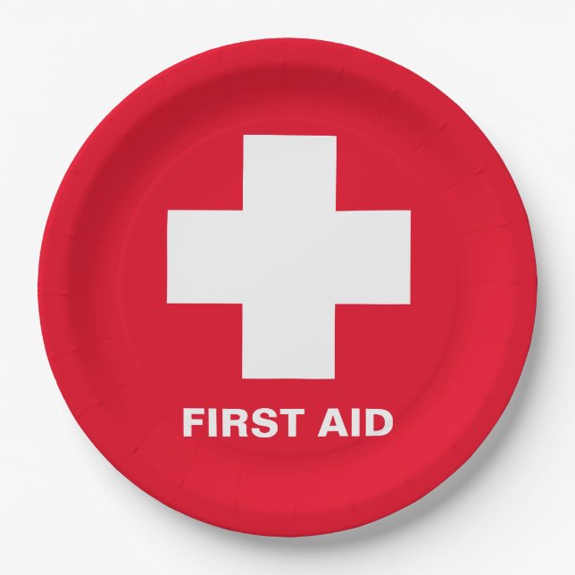 First Aid & Emergency Party Help / events Paper Pl Plate (Front)