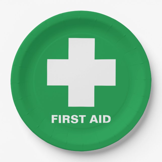 First Aid & Emergency Party Help / events Paper Pl Plate (Front)