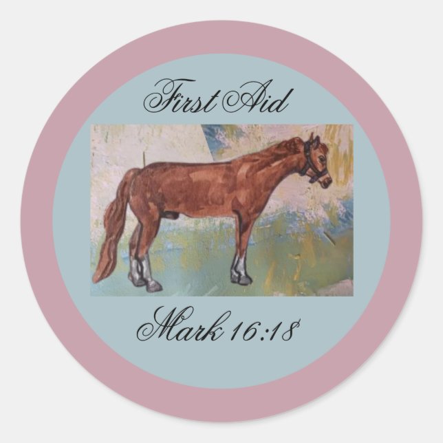 first aid horse journal classic round sticker (Front)