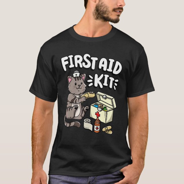 First Aid Kit Kitty Cat Medical Doctor Nurse T-Shirt (Front)