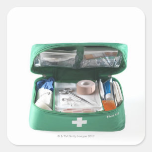 First aid kit. square sticker