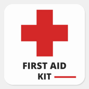 First aid kit square sticker