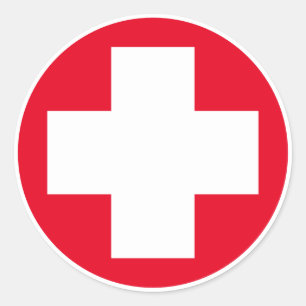 First Aid - Medic (cross) - Ambulance, Dental Help Classic Round Sticker