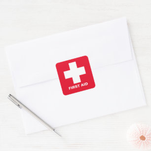 First Aid - Medic (cross) - Ambulance, Dental Help Square Sticker