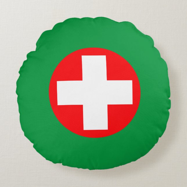 First Aid - Medic (cross) - Ambulance, Help Round Cushion (Front)