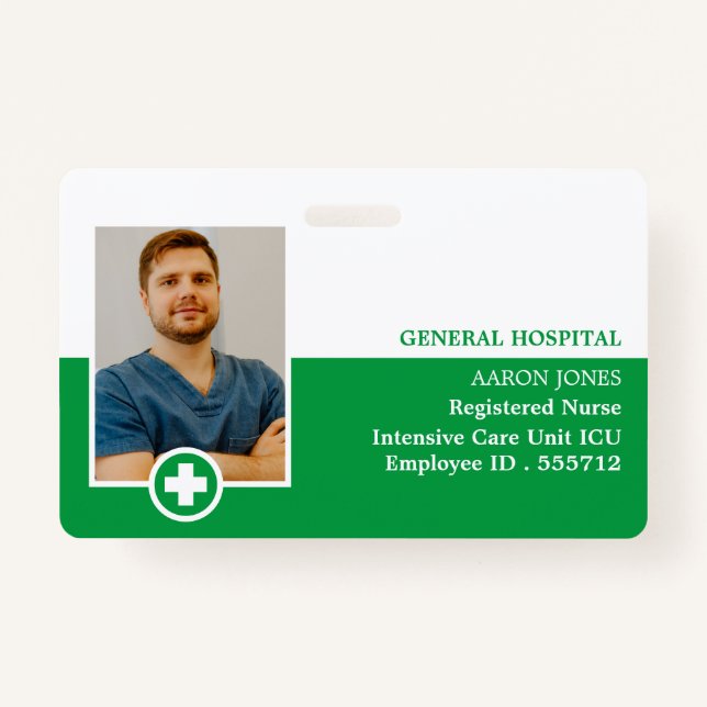 First Aid Symbol, Photo Medical ID Badge (Front)