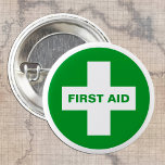 First Aid (White Cross) - Ambulance, Help, Doctor 3 Cm Round Badge<br><div class="desc">Buttons: First Aid medical help,  ambulance,  nurse,  help point (White Cross)...  Clothing,  bags button.</div>