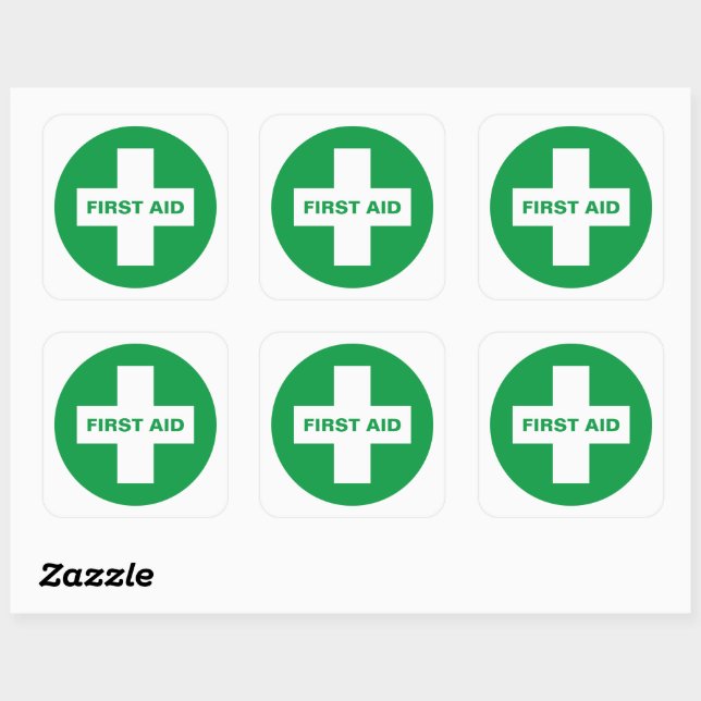 First Aid (White Cross) - Ambulance, Help, Doctor  Square Sticker (Sheet)