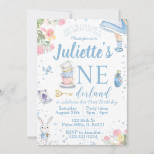 First Alice in Wonderland birthday invitation