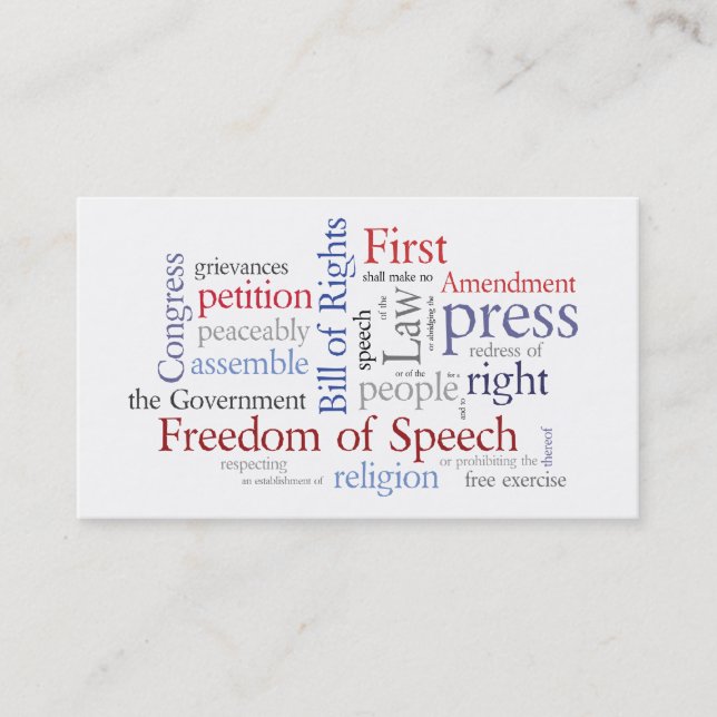 First Amendment Card for Journalist, Lawyer (Front)