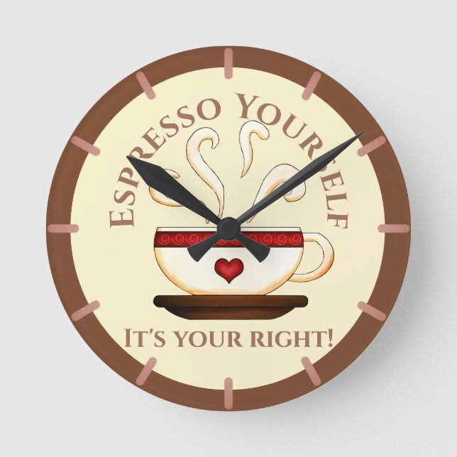 First Amendment: Espresso Yourself Round Clock (Front)