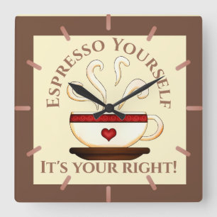 First Amendment: Espresso Yourself Square Wall Clock