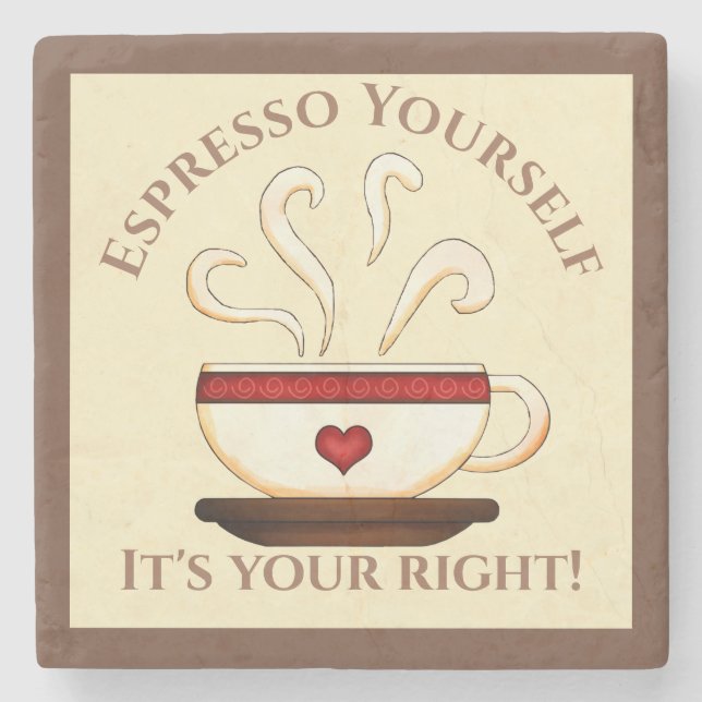 First Amendment: Espresso Yourself Stone Coaster (Front)