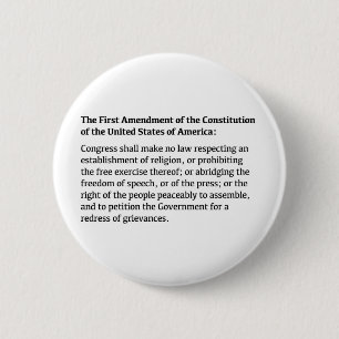 First Amendment of the Constitution 6 Cm Round Badge