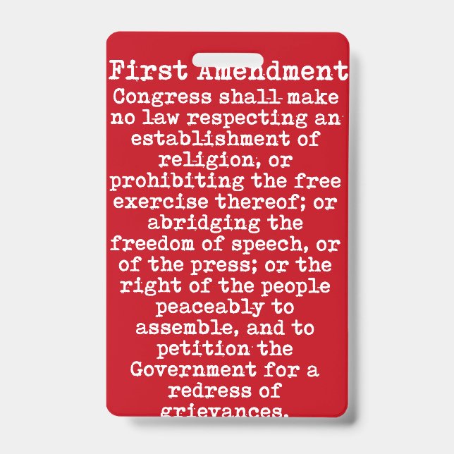 First Amendment Press Pass Badge ID Badge (Front)