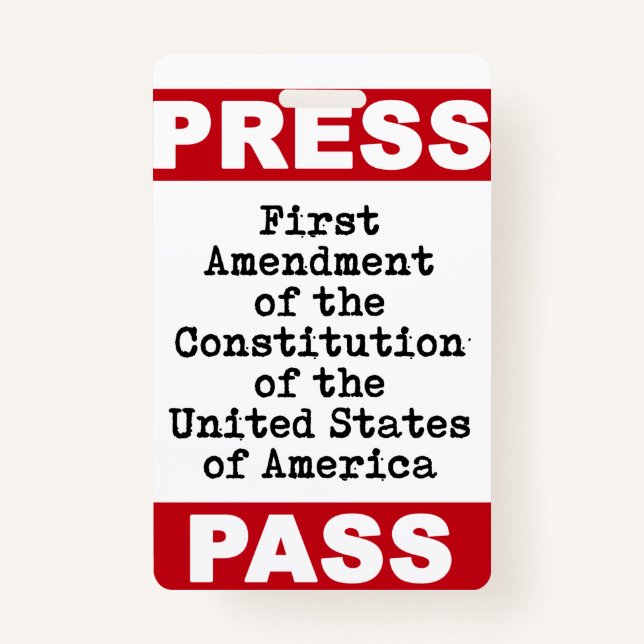 First Amendment Press Pass ID Badge (Back)